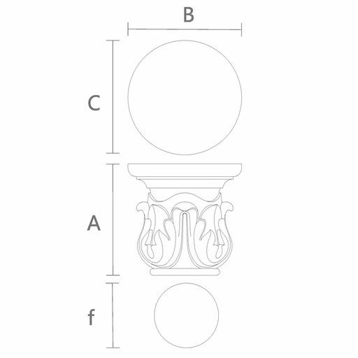 Carved wood column capital with acanthus leaves