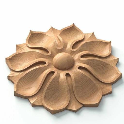 WOOD ROSETTE APPLIQUES FLORAL FOR FIREPLACE