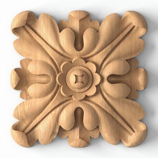 SQUARE MEDALLION FOR CABINETS WITH ACANTHUS FLOWER