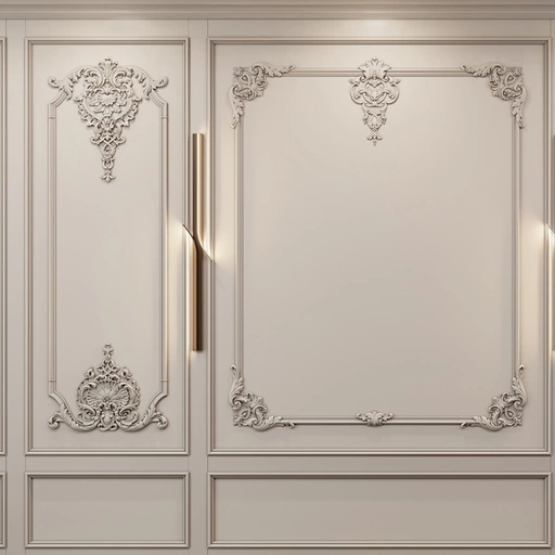 LARGE WOOD WALL DECOR - FRENCH WALL PANELS WITH FLORAL APPLIQUES
