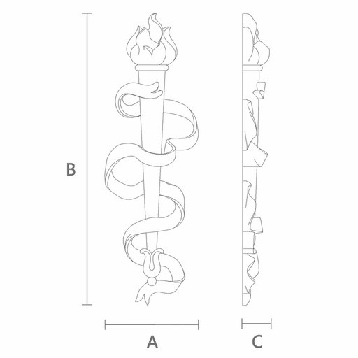 Decorative wooden torch onlay for interior