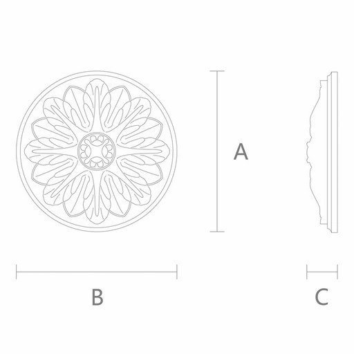ANTIQUE ROUND HARDWOOD ROSETTE WITH LEAVES