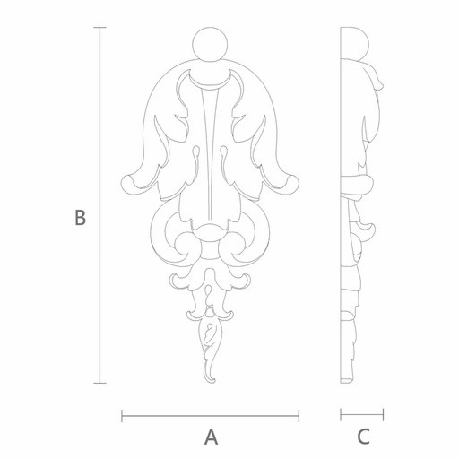 Unfinished carved drop onlay with bellflowers from wood