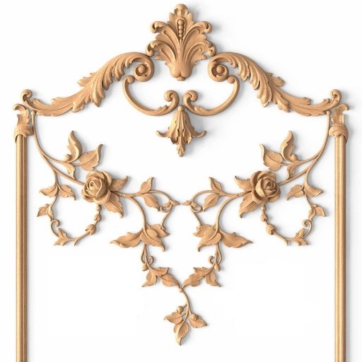 Ornate french wall panel with rose vines