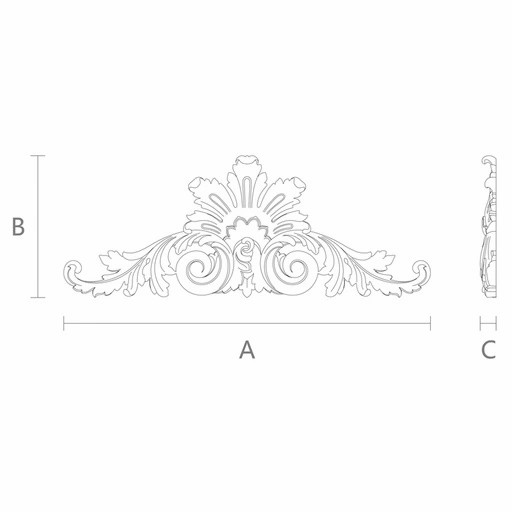 Antique style floral applique for interior from wood