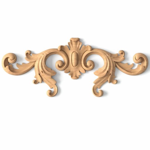 Decorative wooden furniture cartouche onlay with acanthus