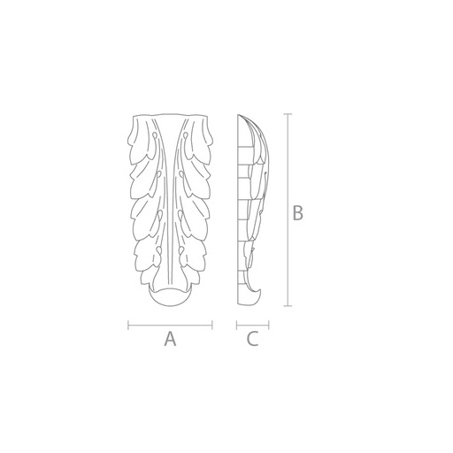Carved decorative drop onlay for pilaster from oak