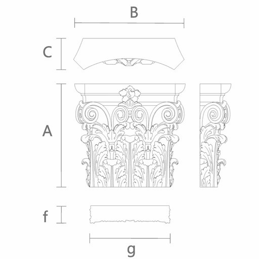 Corinthian pilaster capital with volutes and flowers