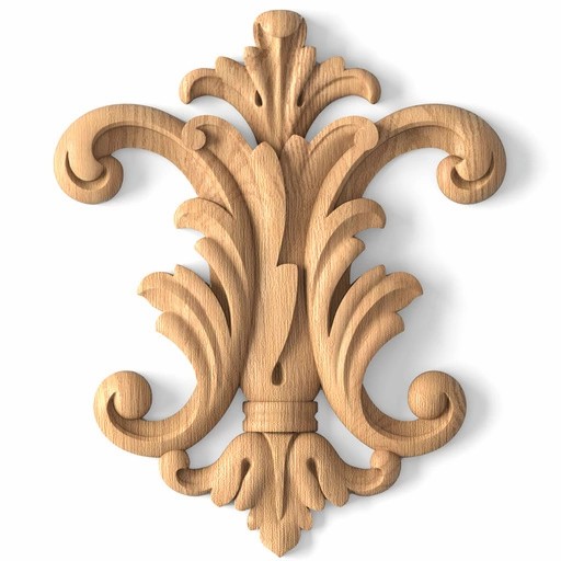 Large wood openwork Baroque onlay with scrolls