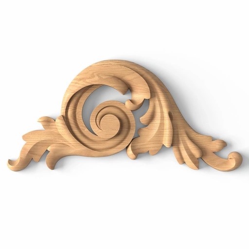 Baroque wooden acanthus leaf furniture onlay, Right