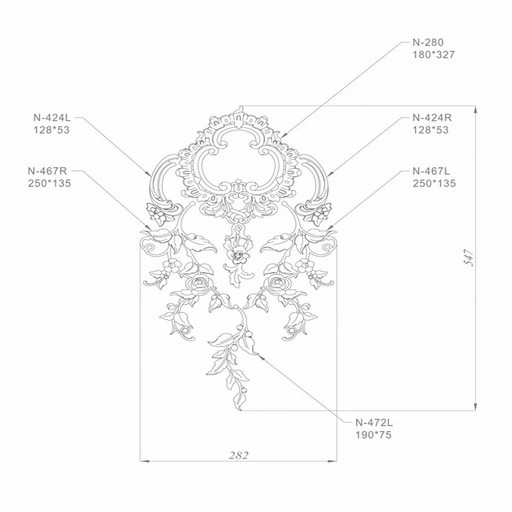 Hardwood onlay with roses and cartouche regency