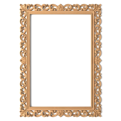 CLASSIC STYLE HARDWOOD RECTANGULAR FRAME MIRROR WITH SCROLLS