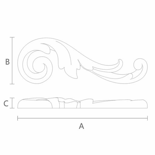 Wood scroll appliques with acanthus leaves, Right