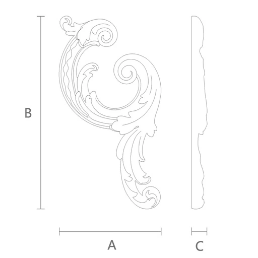 Classical acanthus scrolls wooden onlay, Right