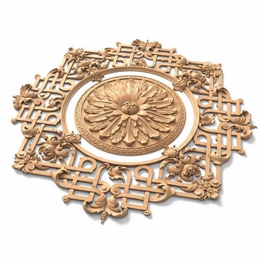 LARGE WOOD MEDALLION PIERCED BAROQUE