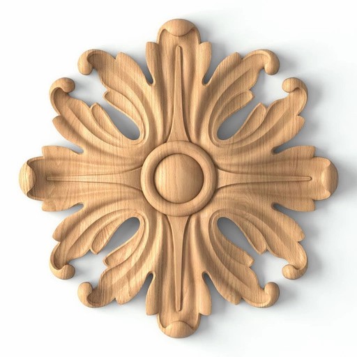 CARVED WOOD MEDALLION WITH ACANTHUS FLOWER