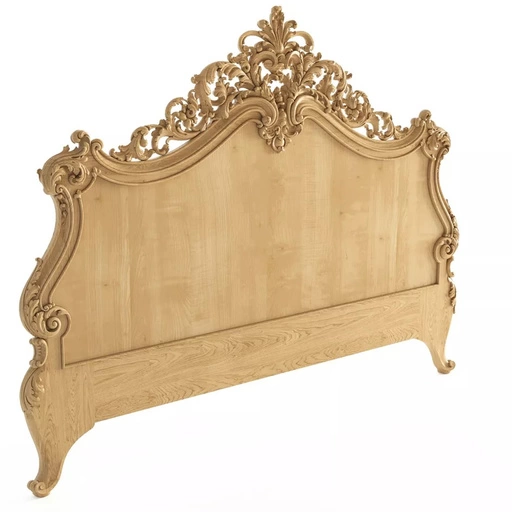 ORNAMENTAL HARDWOOD BAROQUE STYLE CARVED HEADBOARD