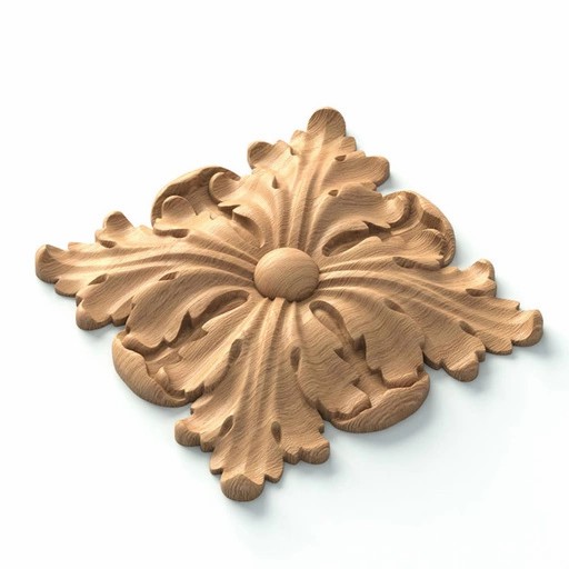 CARVED ROSETTES SQUARE WITH ACANTHUS LEAVES