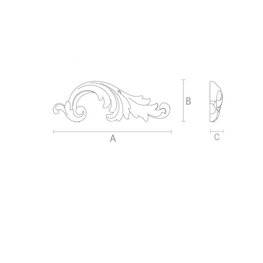 Baroque-style wooden scrolled acanthus applique, Right
