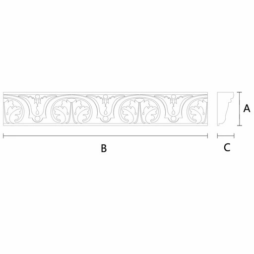 ORNATE WOOD MOULDING WITH WITH ACANTHUS LEAF ANTIQUE
