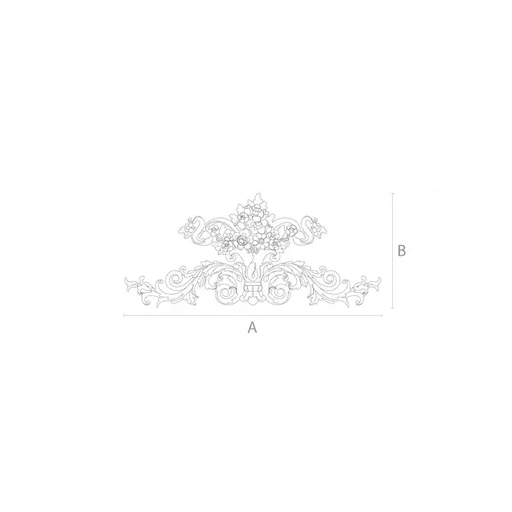 Ornamental flower bouquet onlay for walls from solid wood
