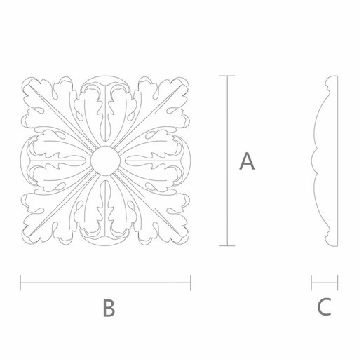 CARVED ROSETTES SQUARE WITH ACANTHUS LEAVES