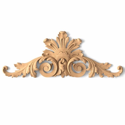 Antique style floral applique for interior from wood