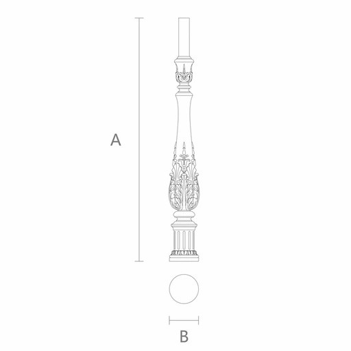 ROUND ACANTHUS PORCH BALUSTER FROM SOLID WOOD