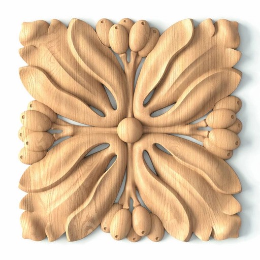 SQUARE PIERCED ROSETTE ONLAY ART NOUVEAU
