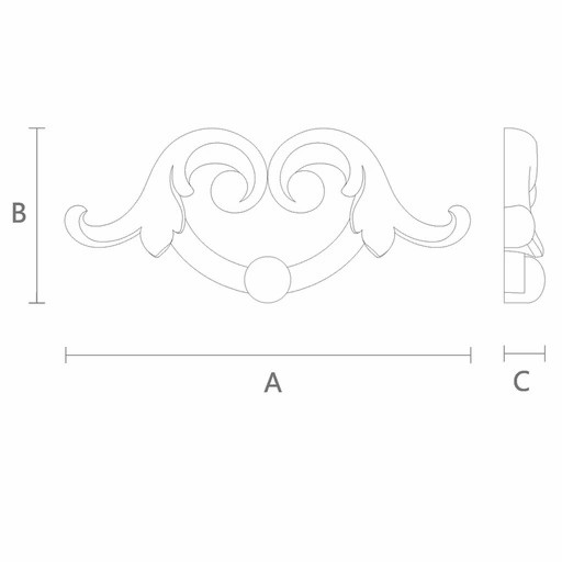 Unpainted heart onlay with acanthus leaves from beech