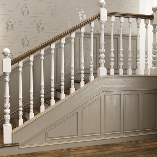ROUND BALUSTERS ACCANTHUS LEAVES FROM SOLID WOOD