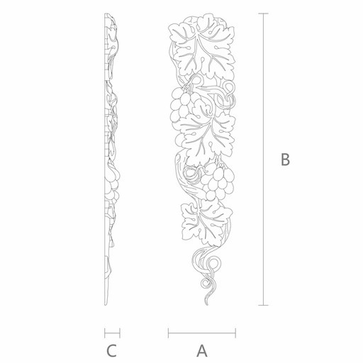 Ornamental hardwood openwork drop onlay Grapevine, Right