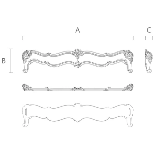 CARVED ANTIQUE STYLE WOODEN FOOTBOARD WITH ACANTHUS LEAVES