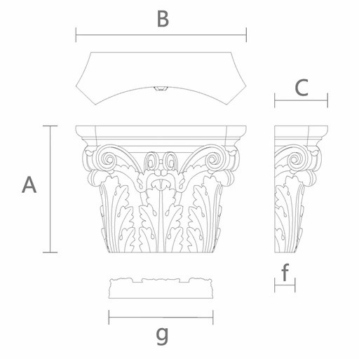 Hand-Carved Pilaster Capitals Composite style from solid wood