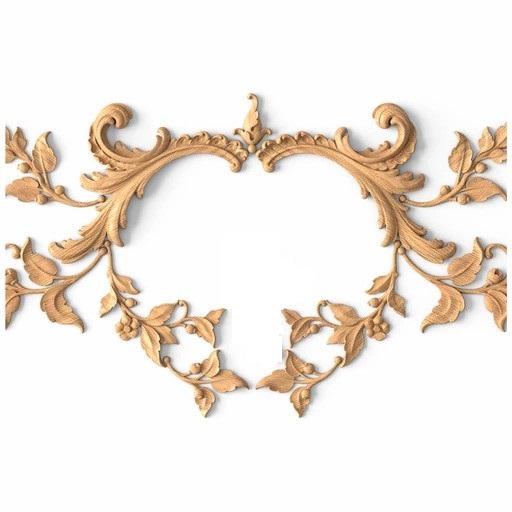 Ornamental scroll onlay with rose vines.