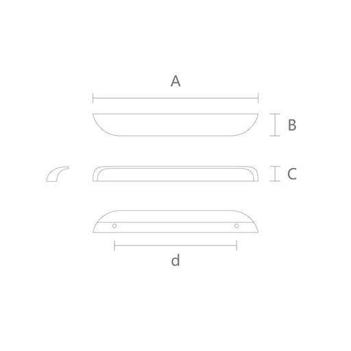 LONG HALF OVAL WOOD CABINET KNOBS FROM OAK. (SET OF 4 PC.)