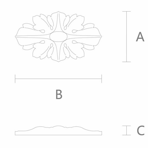 CLASSIC STYLE OVAL WOODEN ROSETTE APPLIQUE