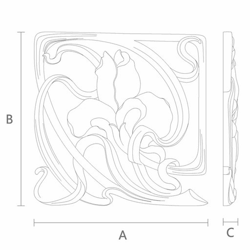 Wood iris square applique modern gothic interior design, Left