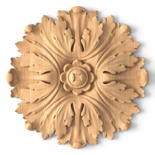 ROUND WOOD ROSETTES WITH ACANTHUS