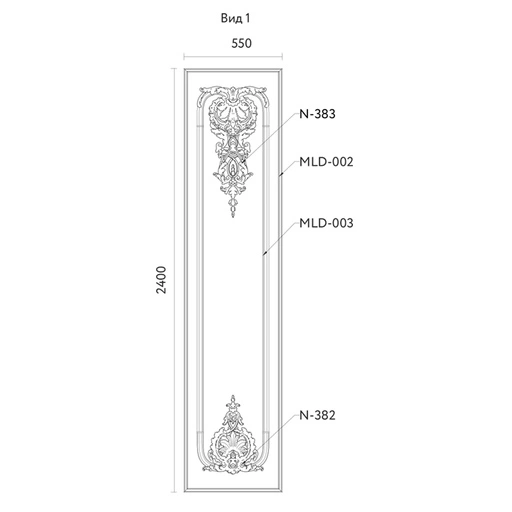DECORATIVE FRENCH WOOD PANEL WITH CARVED ONLAYS AND CLASSICAL MOULDINGS