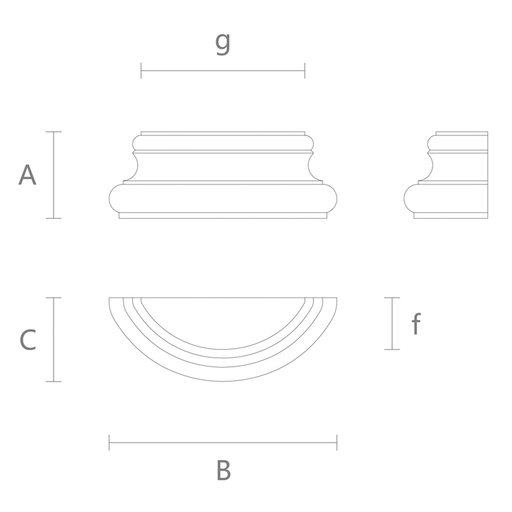 UNPAINTED HALF ROUND COLUMN BASE FROM WOOD