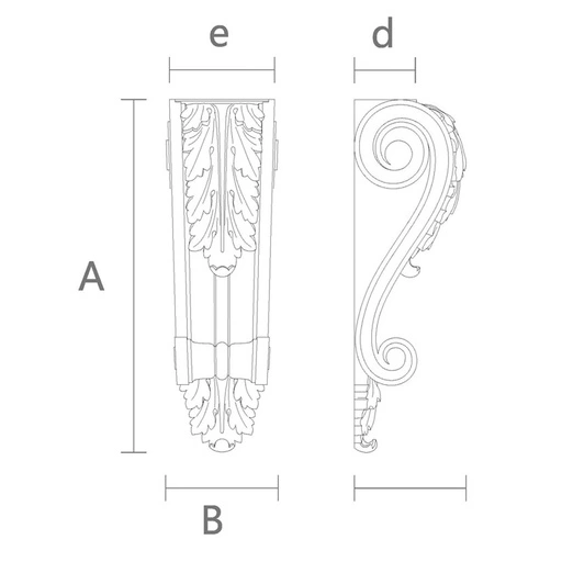 CARVED WOODEN BRACKETS FOR FIREPLACE WITH ACANTHUS LEAF