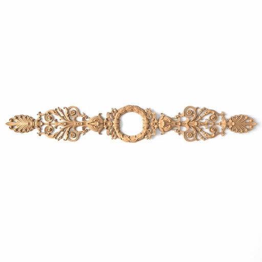 Carved wood laurel wreath with palmettes onlay