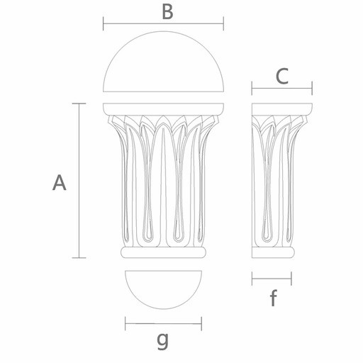 Floral Egyptian style wooden capital for pilaster