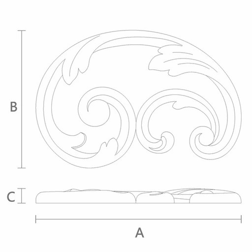 Hardwood ornamental onlays for furniture, Left