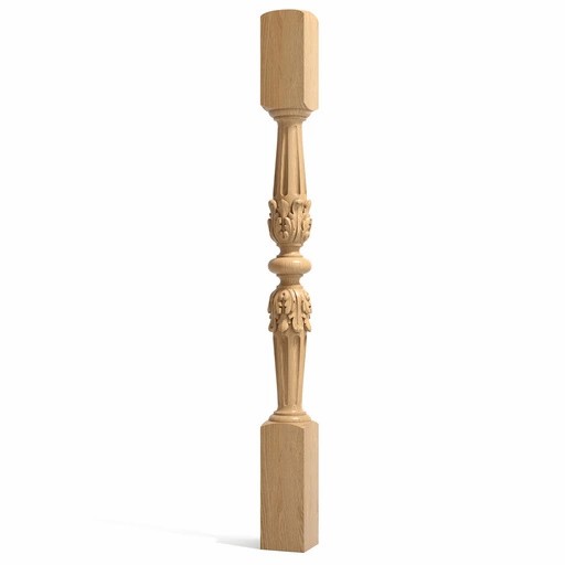 HANDCRAFTED CLASSIC FLUTED STAIRCASE POST FROM OAK