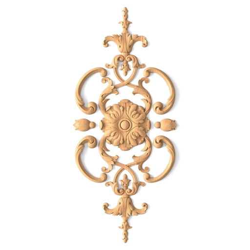 Wooden set of Baroque-style decor with a central rosette