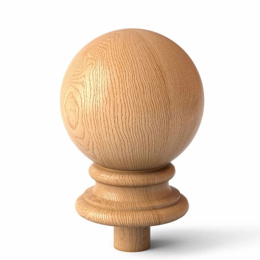 Classical carved Ball finial for staircase from beech