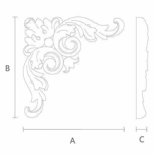 Acanthus decorative corner onlays with scrolls from wood