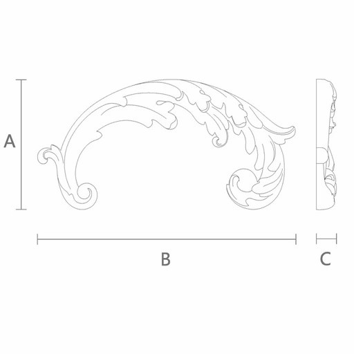 Classic-style wooden half-round decorative onlay, Right
